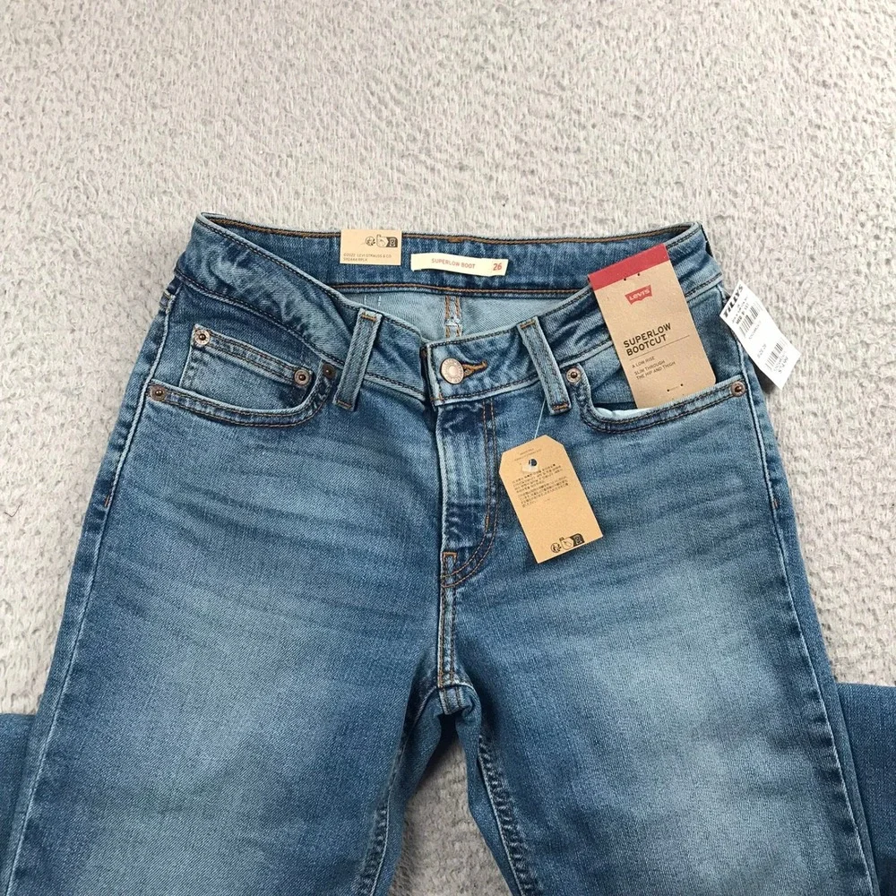 Levis Superlow Bootcut Jeans Women 26 Blue Low Rise Slim Stretch Denim NEW NWT